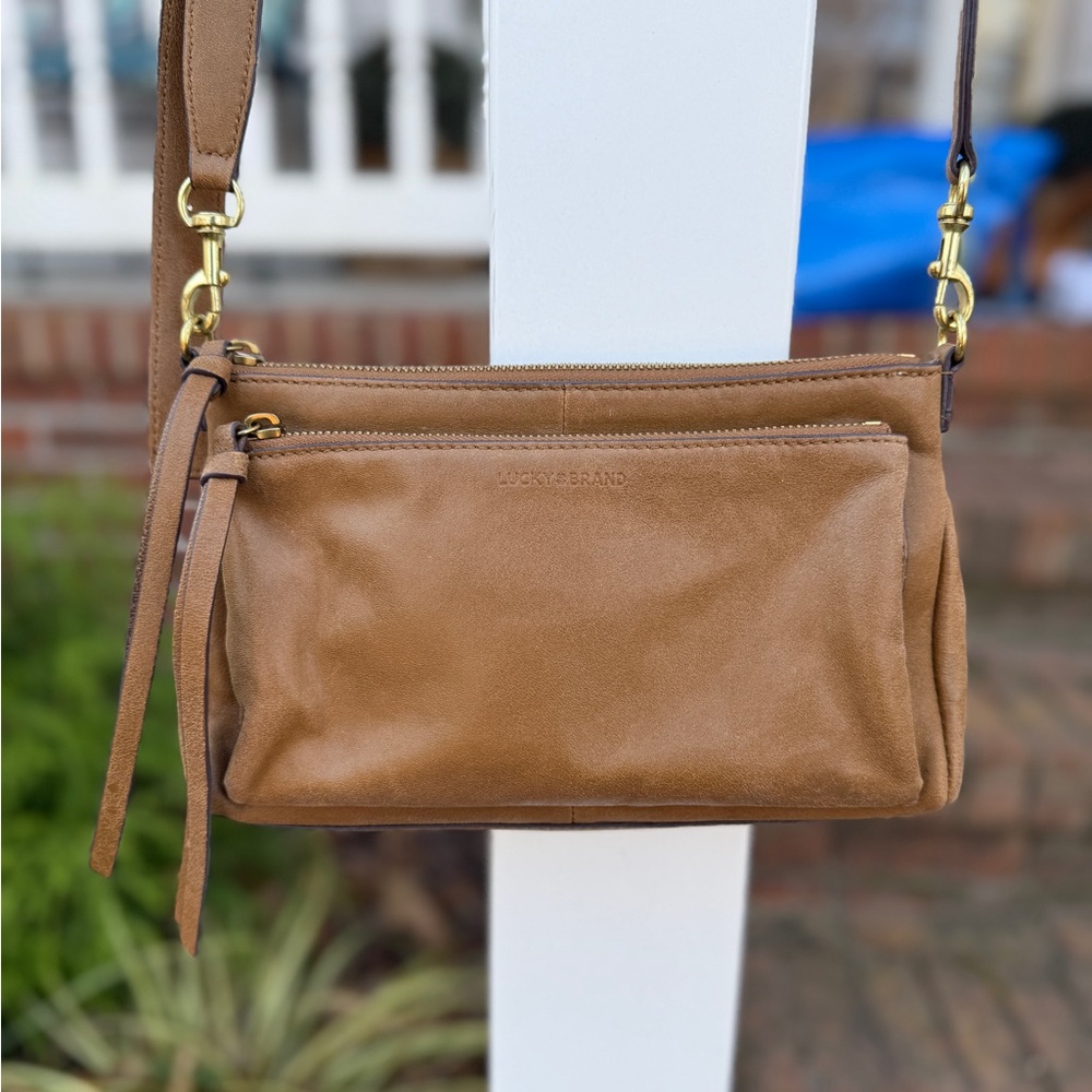 Lucky Brand Koda Brown Real Leather Shoulder Handbag Crossbody Bag